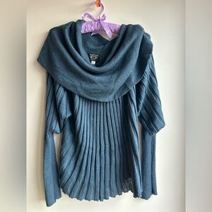 Elegant Teal Cowl Neck Sweater